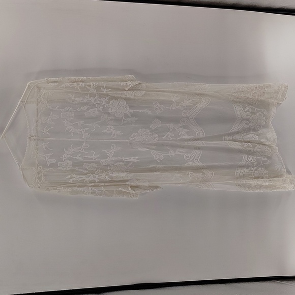 Now N Forever Lace Mesh Open Duster White OS Long Kimono Swim Cover - Picture 7 of 7